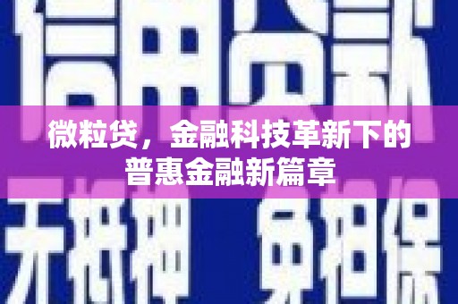 邓州微粒贷，金融科技革新下的普惠金融新篇章
