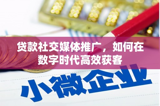邓州贷款社交媒体推广，如何在数字时代高效获客