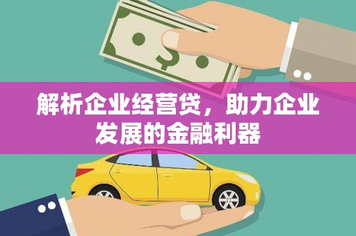 邓州解析企业经营贷，助力企业发展的金融利器