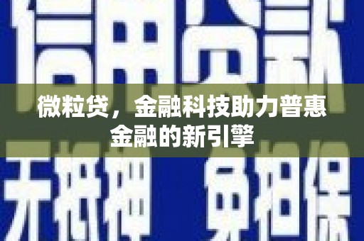 邓州微粒贷，金融科技助力普惠金融的新引擎