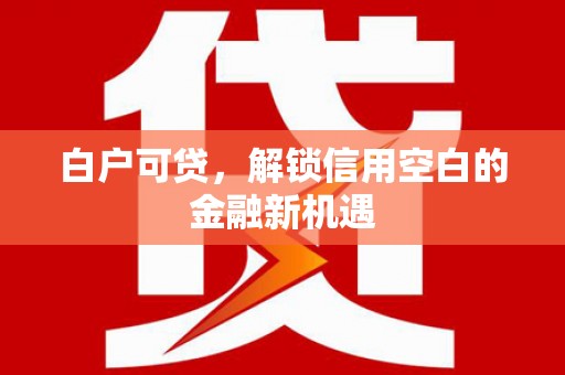 邓州白户可贷，解锁信用空白的金融新机遇
