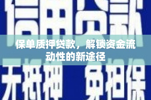 邓州保单质押贷款，解锁资金流动性的新途径