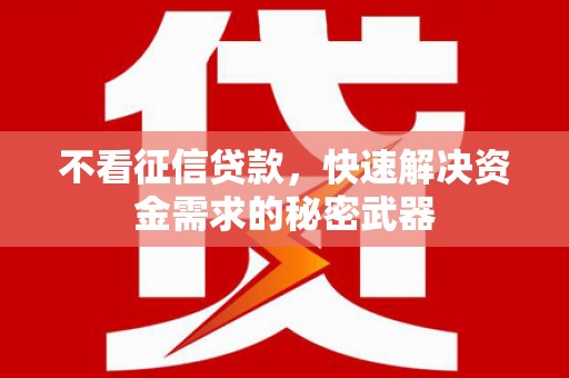 邓州不看征信贷款，快速解决资金需求的秘密武器