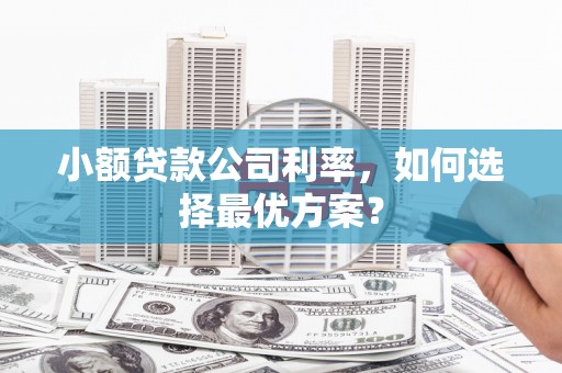 邓州小额贷款公司利率，如何选择最优方案？