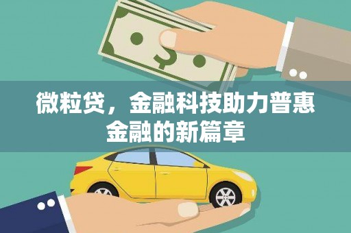 邓州微粒贷，金融科技助力普惠金融的新篇章