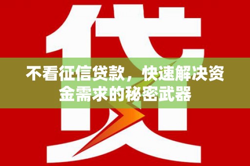 邓州不看征信贷款，快速解决资金需求的秘密武器